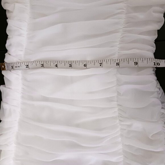 Lulus Ruched Romantic White Mesh Off-the-Shoulder Mermaid Maxi Dress, Size M - Picture 14 of 16